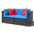 thumbnail image 2 of Lacoo 2 Pieces Patio Loveseat Outdoor Sectional Sofa Patio Conversation Set for Small Area, Blue, 2 of 5