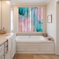 thumbnail image 3 of Teal Pink Marble Kitchen Curtains 84 Inch Length, Abstract Ink Painting Modern Luxury Grommet Top Bedroom Living Room Curtains, Light Filtering Cafe Curtain Drapes 2 Panels Set 104''x84'', 3 of 9