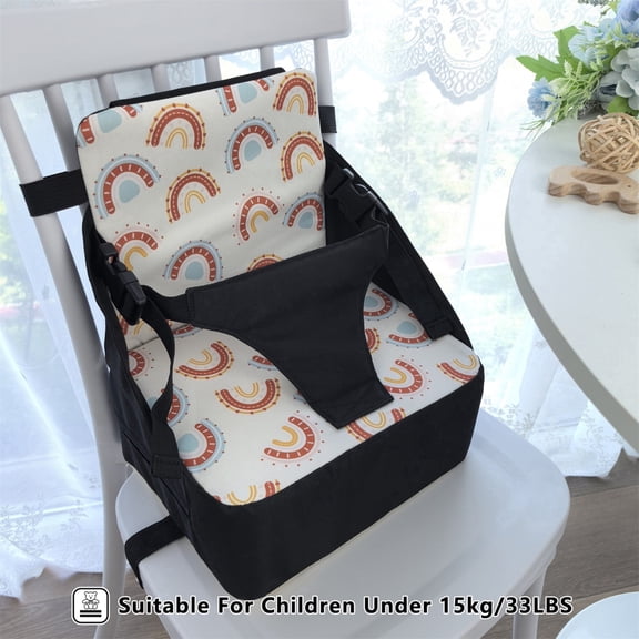 GOLDCOLIN 2-in-1 Toddler Booster Seat & Diaper Bag Folds into Bag with Mesh Side Pockets Storage for Diapers Bottles Waterproof Portable Adjustable Straps Non-Slip
