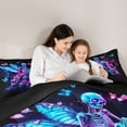 thumbnail image 5 of Castle Fairy Romantic Skull Skeleton Twin Comforter Sets,Flying Butterflies Bedding Set, 5 of 8
