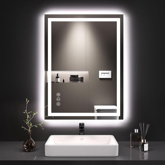 LED Bathroom Mirror with Lights, Anti-Fog, Dimmable, Backlit Front Lit, Lighted Bathroom Vanity Mirror for Wall