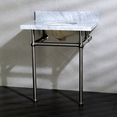 Kingston Brass Kvpb30mb Templeton 30" Oval Marble Wall Mounted Bathroom Console - Nickel