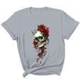 thumbnail image 4 of Inverlee Women's Plus Size Tunic Tees Trendy Gothic Floral Print Short Sleeve Tshirts Casual Loose Fit Crewneck Tunic Tops, 4 of 5