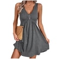 thumbnail image 2 of Sakmal Moomoos for Women Sleep Dress Cotton Sleeveless Casual V-Neck Solid Ladies Nightgown L, 2 of 6