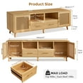 thumbnail image 2 of JanflyHome TV Stand for 75in TV, Rattan Boho Entertainment Center with Adjustable LED Light, Power Outlet, Wood, 2 of 8