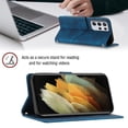 thumbnail image 7 of Tarise Phone Case for Samsung Galaxy S21 Ultra, Premium PU Leather Card Holder Wrist Strap Magnetic Closure Flip Stand Function TPU Interior Book Cover for Samsung S21 Ultra 5G Wallet Case, Blue, 7 of 7