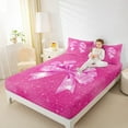 thumbnail image 4 of Manfei Sequin Print Bed Sheets Twin, Princess Bowknot Twin Sheet Sets, Deep Pink Bedding Sets Twin Size, Ultra Soft Room Decor, 3 Pieces, 4 of 7