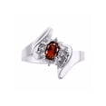 thumbnail image 1 of Rylos Bague de Designer Florale en Or Blanc 14K avec Pierre Précieuse Ovale 6x4 mm et Diamants Étincelants - Bijou Grenat Pierre de Naissance Taille 7, 1 of 7