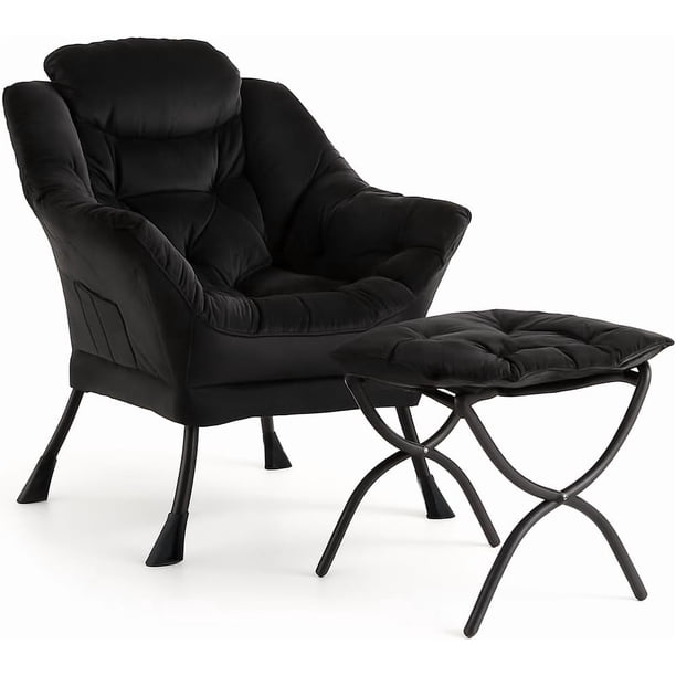 Silla perezosa con otomana, moderna silla de descanso, sillón con reposapiés, sillón de lectura con bolsillo lateral para sala de estar, recámara, recámara y oficina