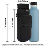 Nuovoware Water Bottle Carrier Bag with Adjustable Shoulder and 2 Pocket,25oz,Black
