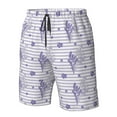 thumbnail image 5 of Kdxio Stripes and Sprigs of Lavender Pattern Mens Casual Shorts - Drawstring Summer Beach Sports Shorts for Men, 5 of 9