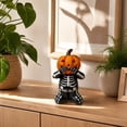 thumbnail image 6 of Set of 3 See No Hear No Speak No Evil Skeleton Pumpkin Figurines Resin Halloween Tabletop Decoration Fall Thanksgiving Home Decor for Mantel Shelf, 6 of 7