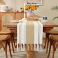 thumbnail image 2 of Camino de mesa Niviy Gold, 30 x 183 cm, con borlas y lino, 2 of 6