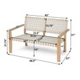 thumbnail image 6 of Maude Classic Outdoor Patio Loveseat with Rope Weaving, Garden Bench with Solid Wood Frame, White, 6 of 13