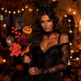 thumbnail image 6 of JWZZYD Halloween Spooky Floral Pick with Skeleton Hand, 19.7" Burgundy Rose, Red Maple Leaf & Red Berries, Artificial Fall Stem for Wreath, Vase, Halloween Table Party Decor, 1 Pack, 6 of 7