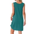 thumbnail image 3 of INSPIRE CHIC Women's Sleeveless Nightgown Sleep Shirts Sleepwear Pleated Front Nightshirt Round Neck Tank Nightdress L Green, 3 of 6