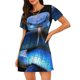 thumbnail image 1 of Easygdp Blue Viper Snake Camisón de manga corta para mujer, informal, estampado, 1 of 6