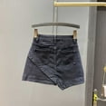 thumbnail image 5 of Women's irregular high waist denim short skirt 2025 new style a-line slim hip skirt, 5 of 5