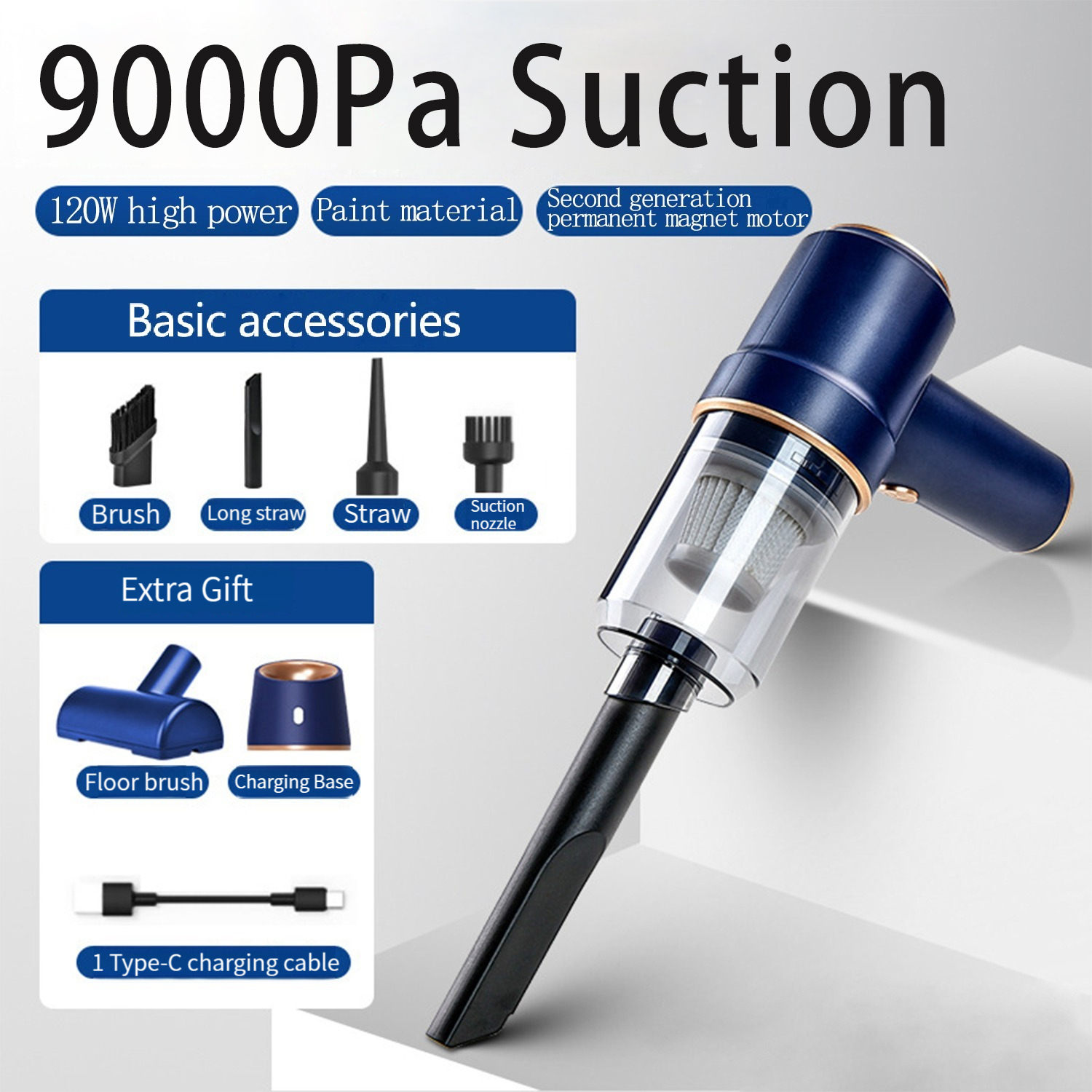 GZWSQC Car Vacuum Cleaner Cordless, Handheld Vacuum&Air Duster, 9000PA