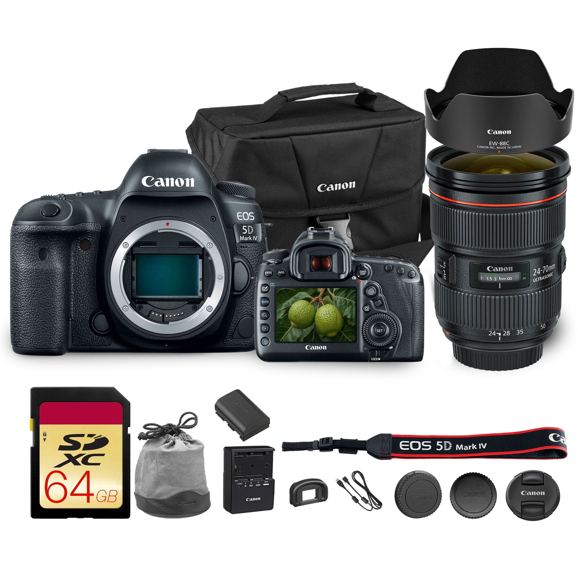 Canon EOS 5D Mark IV DSLR, 34pc Kit with EF 50mm, 75-300mm Lenses