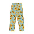 thumbnail image 3 of Vsdgher White Polka Dot Sunflower Print Mens Pajama Pants Sleep & Lounge Pants, PJ Bottoms With elastic waistb and Pockets, 3 of 5