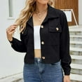 thumbnail image 2 of HJYCHN Work Jackets for Women Casual Stand Collar Thickened Solid Color Blouse With Double Pockets And Button Closure Short Jacket Womens Winter Coats Black L, 2 of 7