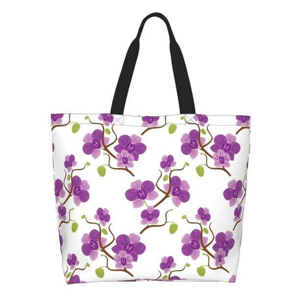Disketp Orchids Flowers Bolsa Tote Estampada para Mujer, Bolso de Hombro y de Mano para Compras y Viajes