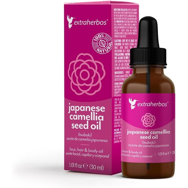 Aceite de Camelia Japonés Extraherbos 30ml, Orgánico, Hidratante Premium para Piel y Cabello, minimiza líneas de expresión, no comedogénico, apto para piel grasa con tendencia acné