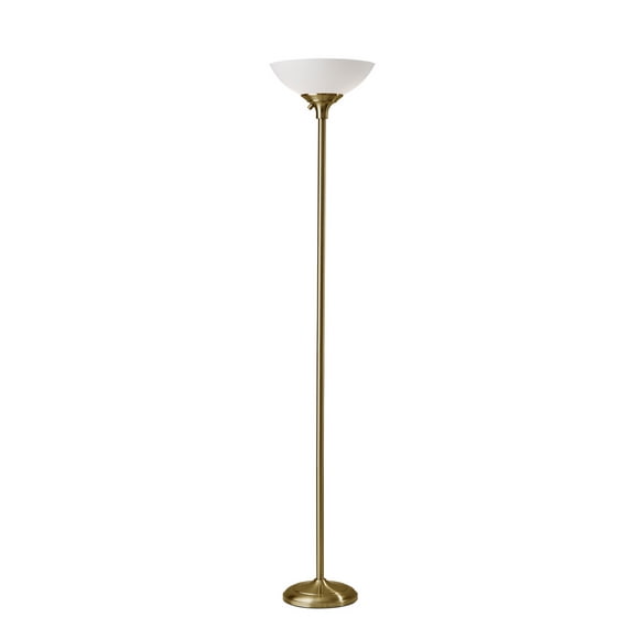 Adesso Home Glenn 71" 2-Light Torchiere Floor Lamp with Frosted Shade, Brass