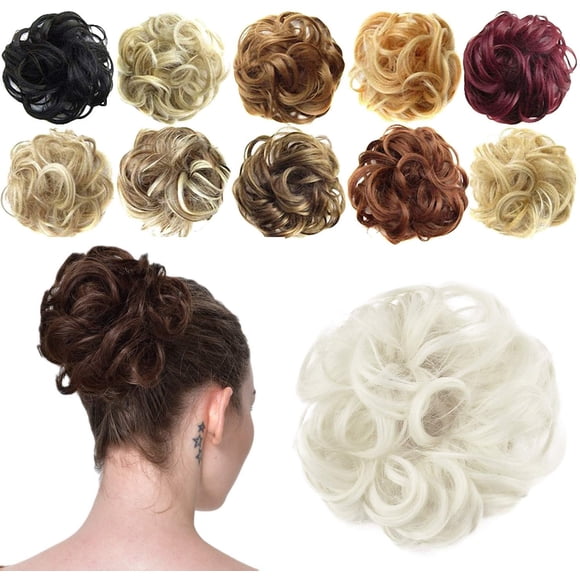 Extensions de Cheveux Ondulés et Bouclés Chignon Beigne Chignons Pièce de Cheveux Perruque Chouchou Chouchou Chignon Coiffure Ruban Queue de Cheval Extensions de Cheveux-1# Noir