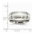 thumbnail image 2 of Stainless Steel Sterling Silver Inlay Ridged Edge 8mm Brushed and Polished Ring - Size 14, 2 of 2