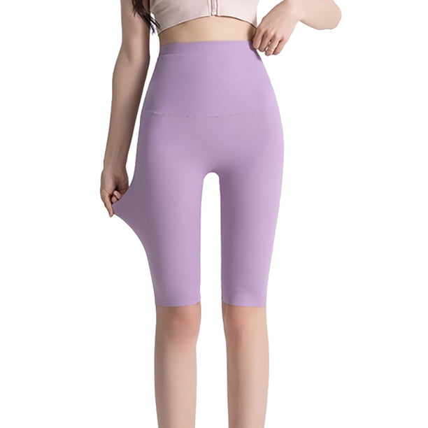 Gibobby Leggings Afelpados Mujer Pantalones cortos verano para mujer Pantalones yoga Cintura alta Slim Fit Leggings(Morado, L)