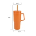 thumbnail image 5 of Way to Celebrate Halloween 30 oz Plastic Double Wall Embossed Pumpkin Tumbler with Straw and Handle, Orange Pumpkin, 5 of 6