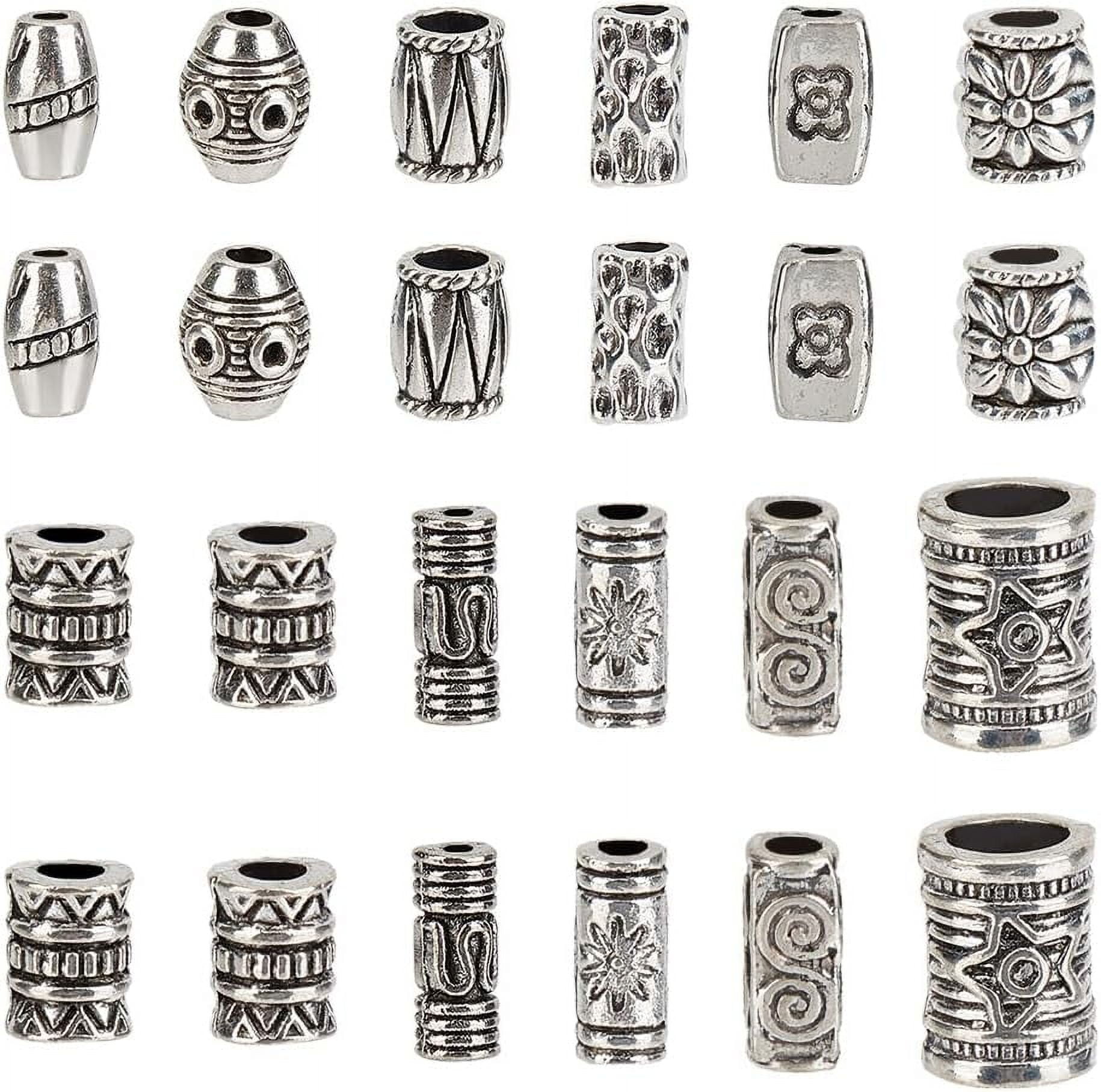 100pcs Antique Silver Bail Connector Beads - Tibetan Style Tube Beads With Loop For Jewelry Making