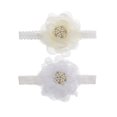 thumbnail image 1 of Nishine - Paquete de 2 diademas de encaje elástico para recién nacidos, diademas de tela con flores y perlas para baby shower, regalo de cumpleaños (blanco/marfil), 1 of 5