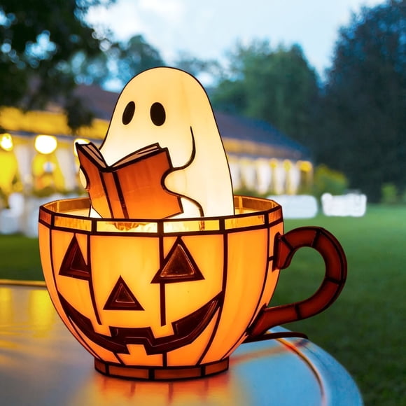 Birdeem Halloween Ghost Night Light,Color Changing Book Lamp with Cute Reading Decor,Battery Operated Portable Led Light for Home,Holiday Gift Decor