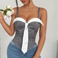 thumbnail image 4 of AherBiu Corset Tops for Women Low Cut Striped Cropped Tank Top Slim Fitted Camisole Cute Shirts, 4 of 9