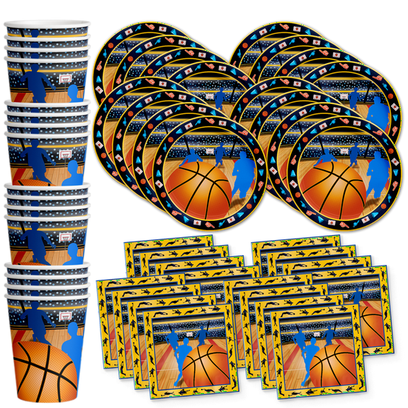 Basketball Birthday Party Supplies Set Plates Napkins Cups Tableware Kit for 16