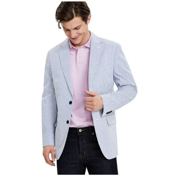 Tommy Hilfiger Mens Modern fit Suit Jacket Blazer 38 R Light Blue Striped