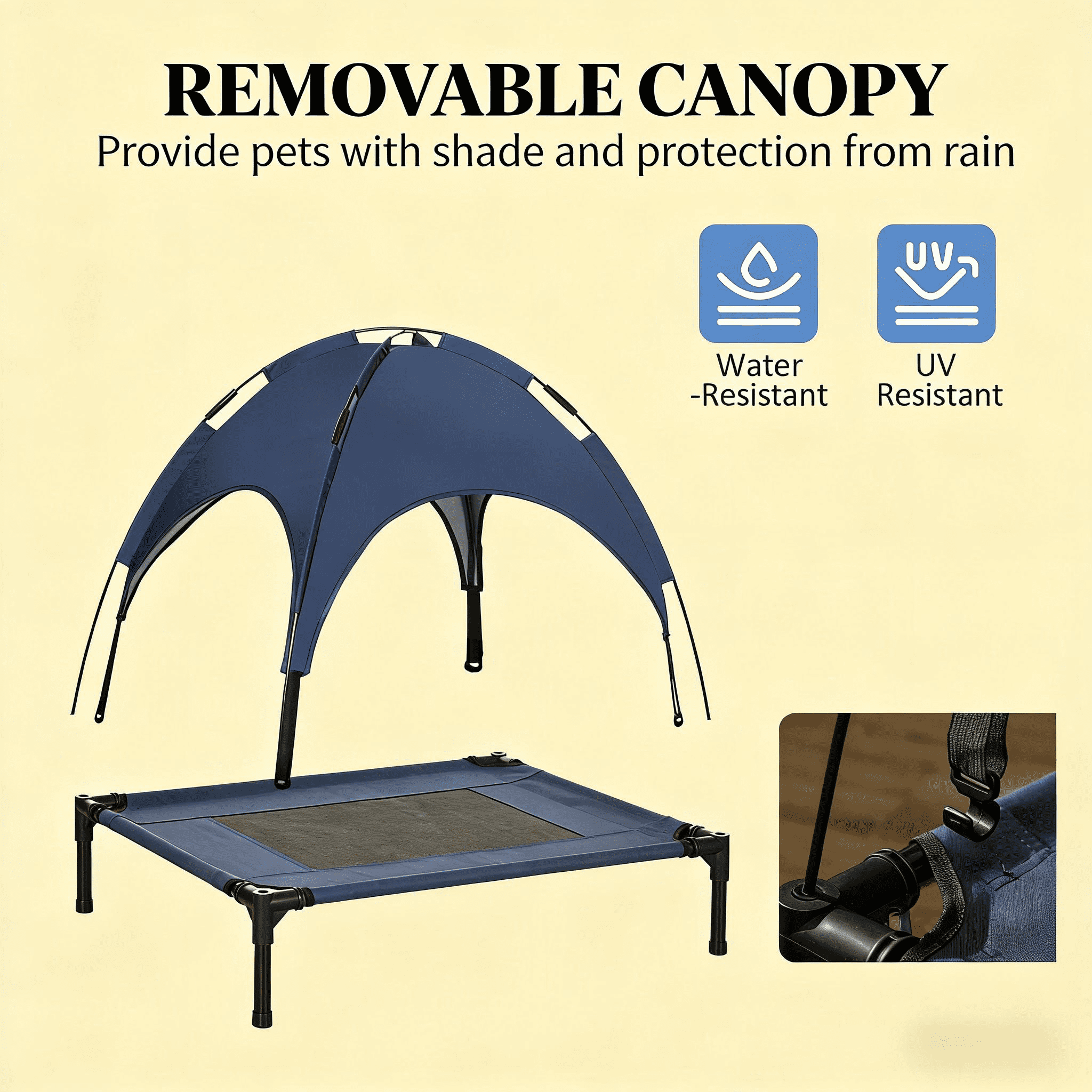 30 Inch Elevated Dog Bed with Canopy, Breathable Mesh Portable Dog Cot, 7" Elevated Airflow Foldable Pet Bed with Travel Bag for Medium Dogs Up to 44 lbs