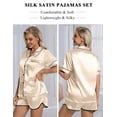 thumbnail image 4 of DAKIMOE Womens Silk Satin Pajamas Short Sleeve Loungewear Two-Piece Sleepwear Button-Down Pj Set, 4 of 6
