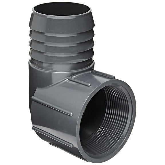 Spears 1407 Series PVC Tube Fitting, 90 Degree Elbow, Schedule 40, Gray, 3/4" Barbed x NPT Female 0.75 Inch