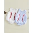 thumbnail image 3 of BemeyourBBs Newborn Baby Boy Baseball Outfits Summer Romper Overalls Clothes Baseball Embroidered Loose Fit Crew Neck Sleeveless Infant Jumpsuit Playsuit, 3 of 9