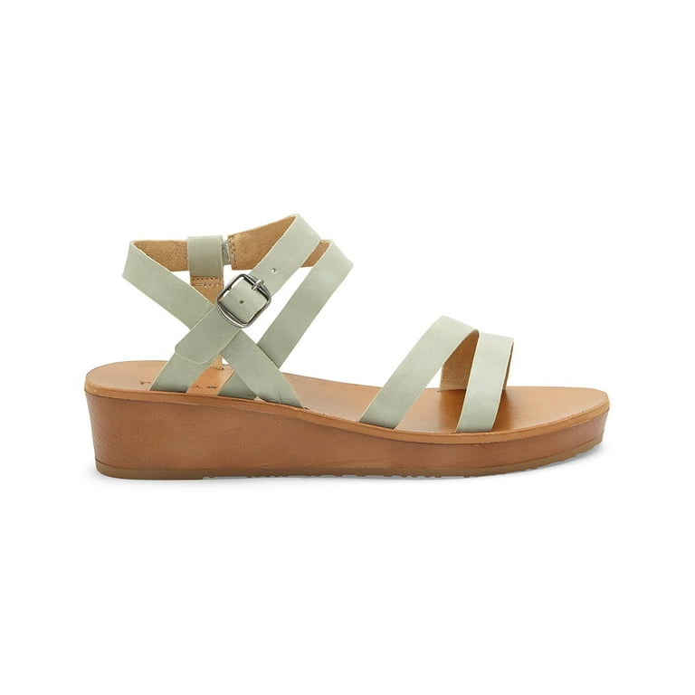 LUCKY BRAND Women s Hecilia Ankle Strap Upper Leather Wedge Sandal