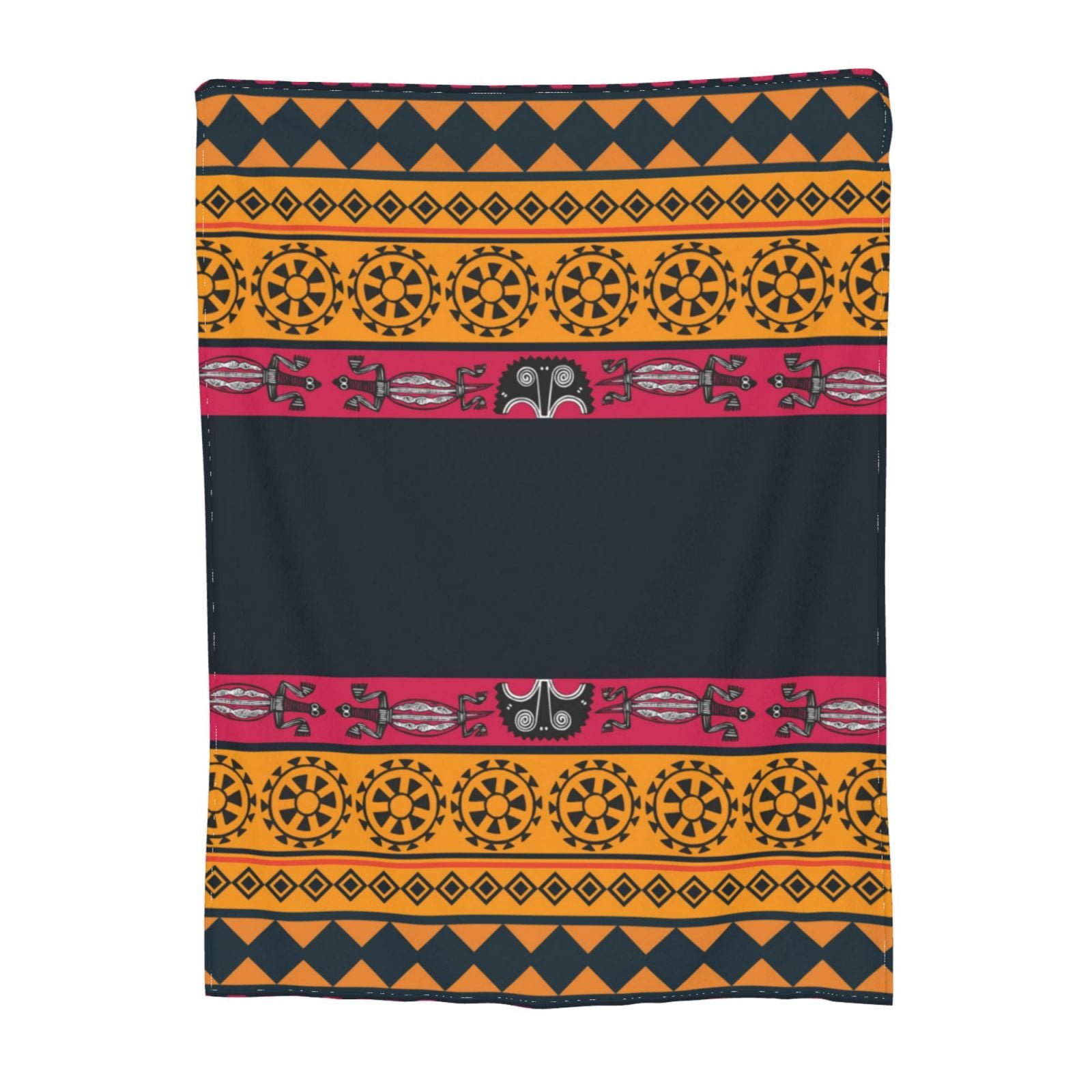 African Exotic Pattern Throw Blanket, Super Soft AntiPilling Flannel Bed Blankets, 60"x50