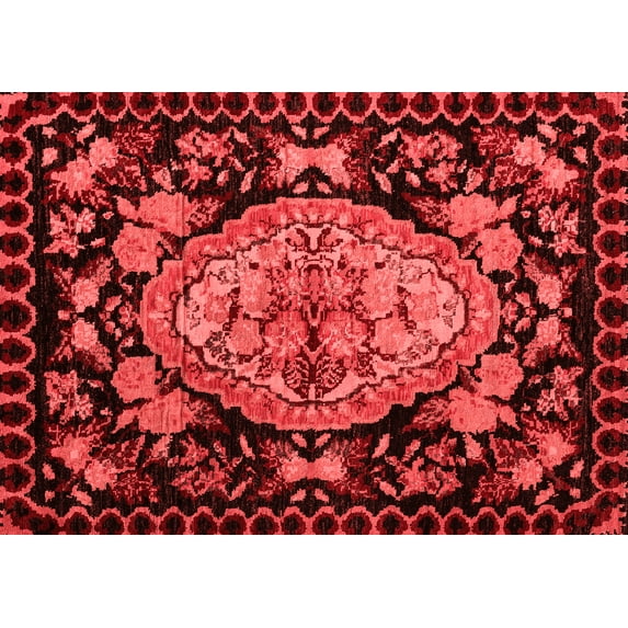 Ahgly Company Indoor Rectangle Medallion Red French Area Rugs, 2' x 4'
