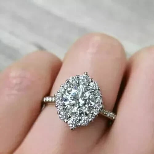2.000 Ct Women's Engagement Ring 14K White Gold Plated Round Cut Simulated Diamond