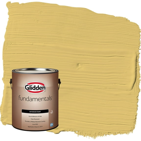 Glidden Fundamentals Tropical Siesta / Yellow Flat Exterior Paint, 1 Gallon