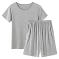 thumbnail image 1 of Birdeem Blouses pour Femmes Ensemble de Vêtements de Maison à Col Rond Manches Courtes avec Coussin de Poitrine et Shorts, 1 of 8