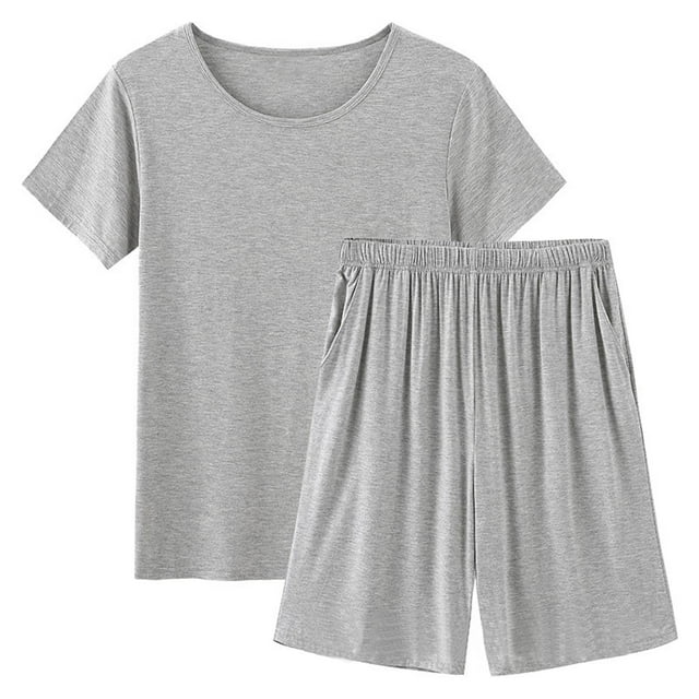 Birdeem Blouses pour Femmes Ensemble de Vêtements de Maison à Col Rond Manches Courtes avec Coussin de Poitrine et Shorts